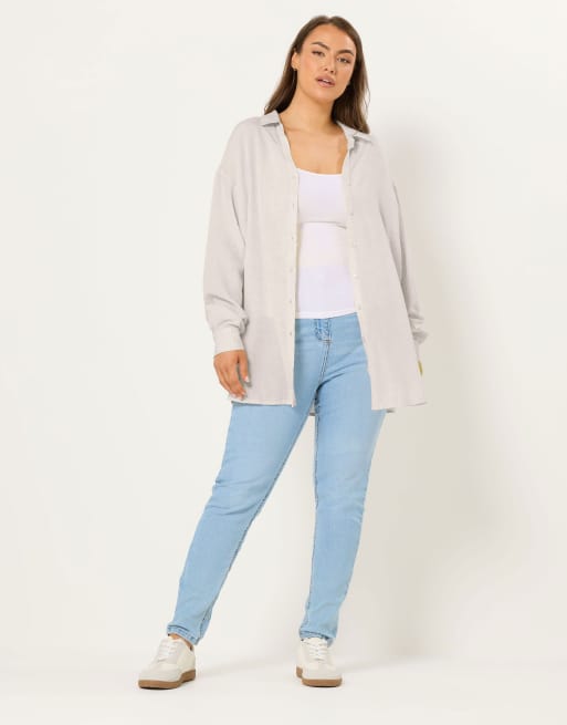 Yours Clothing Woven linen shirt in natural, 2 of 4