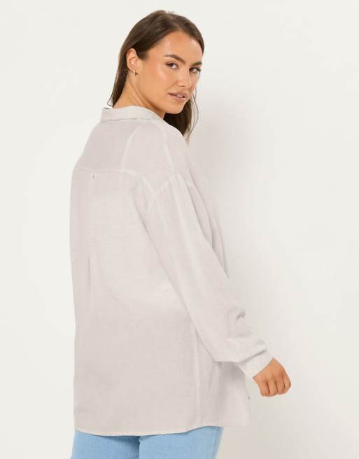 Yours Clothing Woven linen shirt in natural, 4 of 4