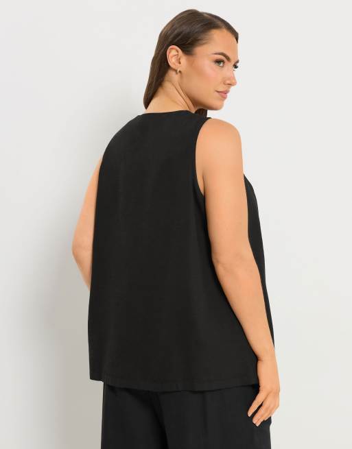 Yours Clothing Woven linen waistcoat in black, 4 of 4