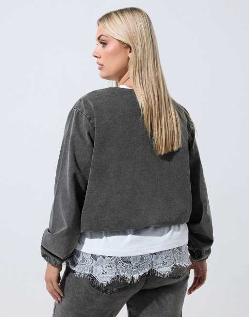 Yours Clothing Zip barrel jacket in grey, 3 of 4