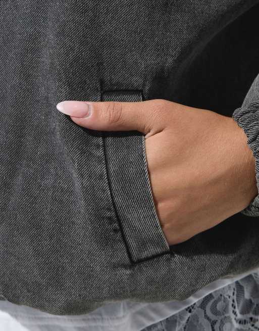 Yours Clothing Zip barrel jacket in grey, 4 of 4