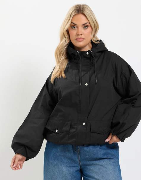 Yours Clothing Zip through utility jacket in black - view 1