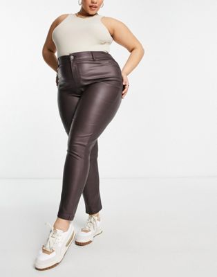 Yours coated skinny jean in brown - ASOS Price Checker