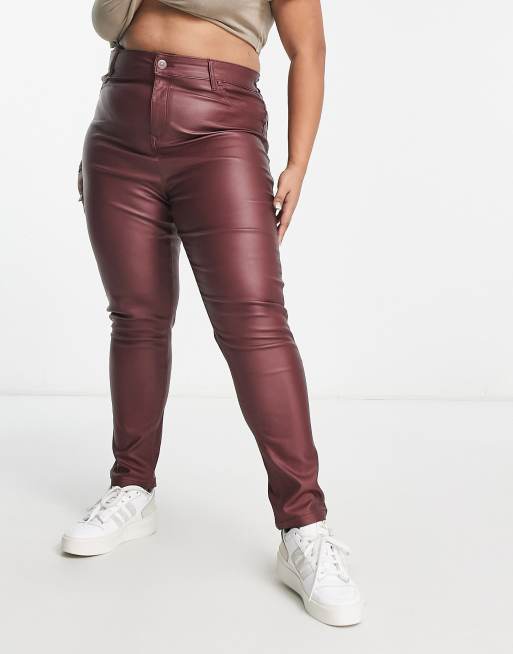 New Look lift and shape high waisted super skinny coated jeans in dark brown