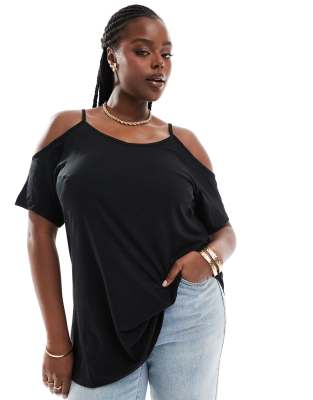 Yours Yours cold shoulder top in black