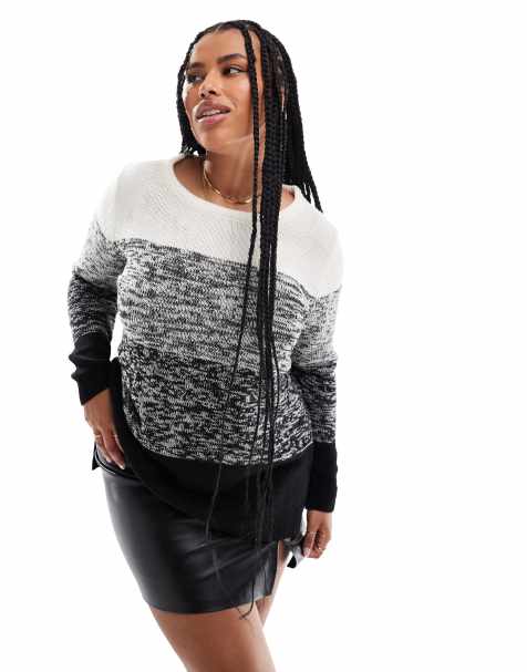 Yours color block sweater in black and white - view 1