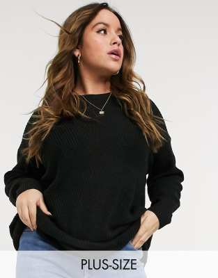 Yours crew neck sweater in black