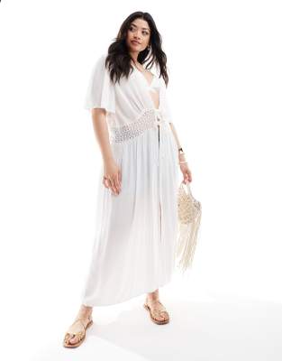 crinkle beach cover-up in white