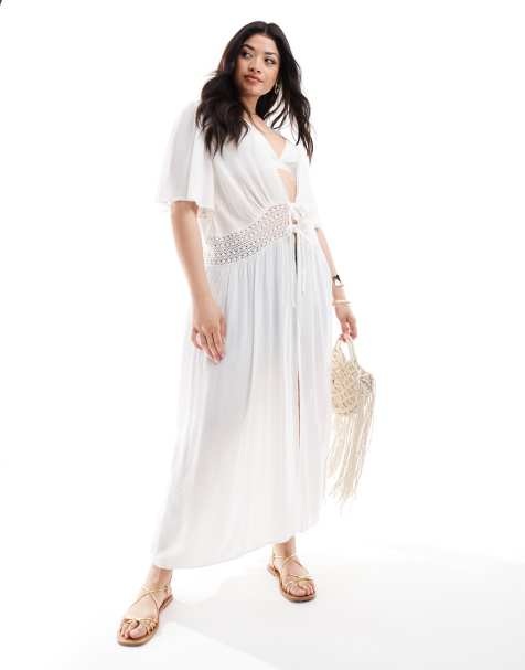 Yours crinkle beach cover-up in white - view 1