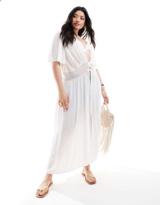 Yours crinkle beach cover up in white