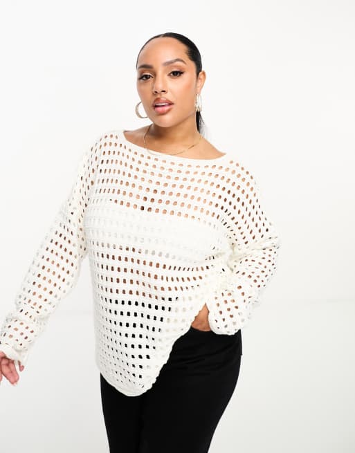 Yours crochet jumper in cream