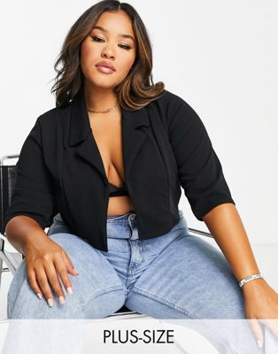 Yours cropped blazer in black