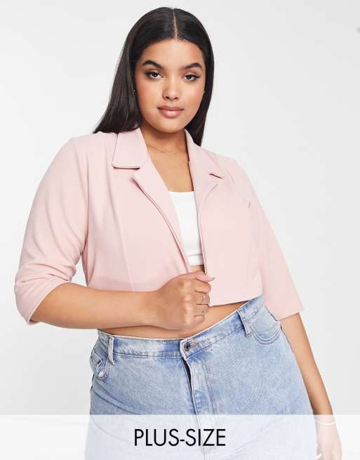 YOURS Plus Size Pink Denim Jacket