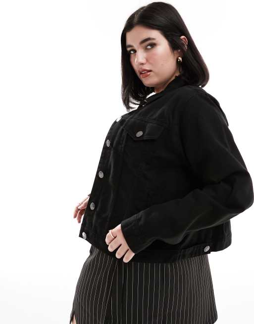 Yours cropped denim jacket in black, 4 of 4