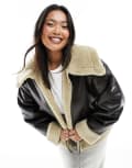 [Yours] Yours cropped jacket in brown 20 WHITE