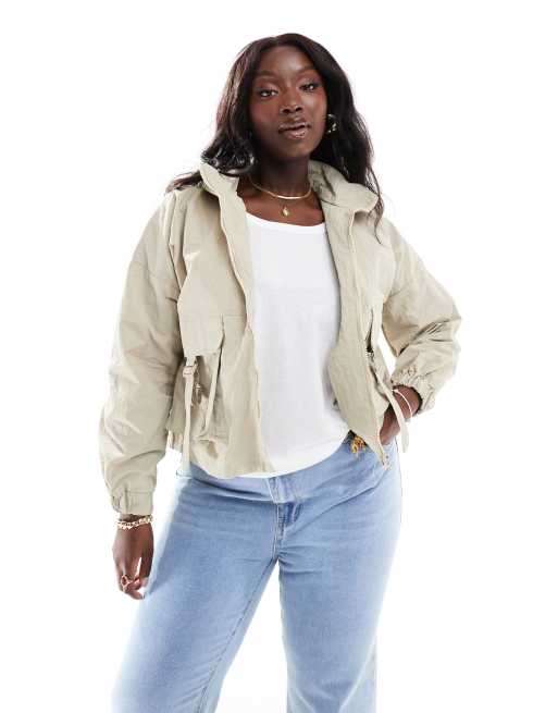 Yours cropped utility jacket in beige Neutral