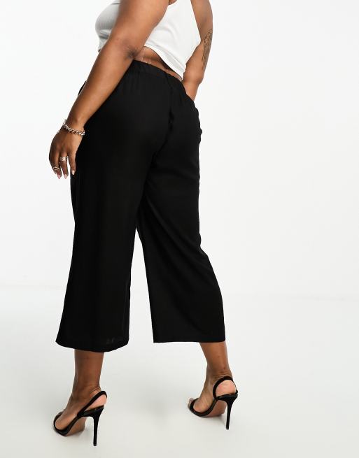 Black cropped hot sale palazzo pants