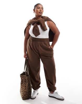 Yours Yours cuffed joggers co-ord in mocha-Brown