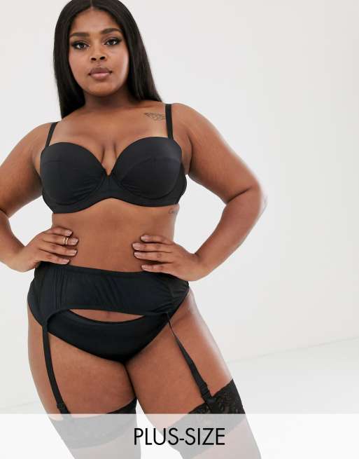 Yours Curve suspender belt in black