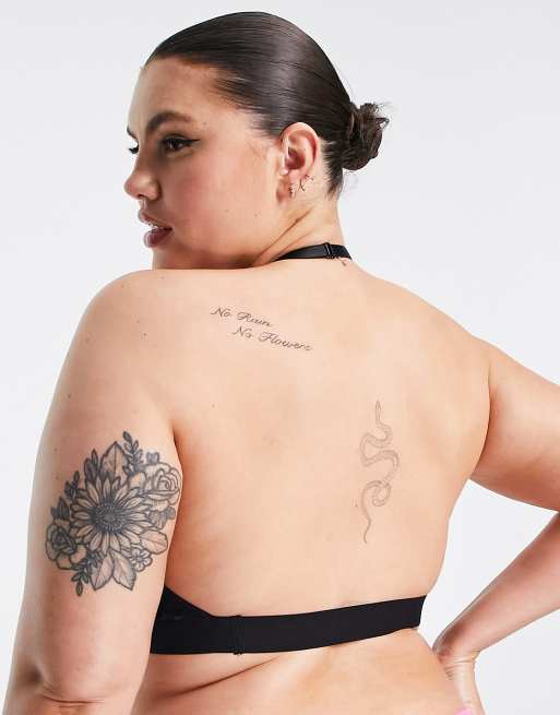 Yours – Czarna braletka koronkowa z dekoltem typu halter, 2 z 4
