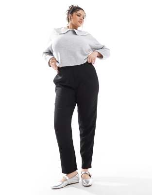 Yours Yours darted waist tapered trousers in black