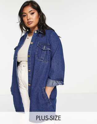 Yours denim shacket in indigo-Blues