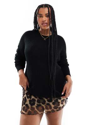 Yours Yours drop shoulder jumper in black