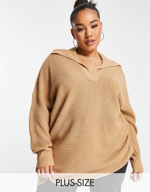 Yours Exclusive – Camelowy sweter z kołnierzykiem
