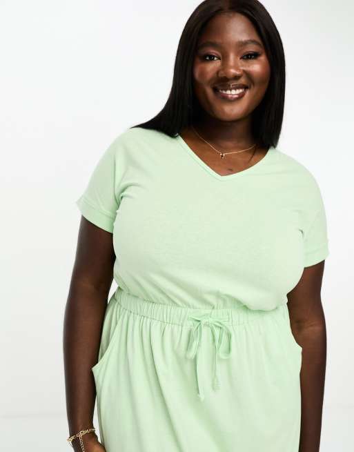 Plus size green shop t shirt dress