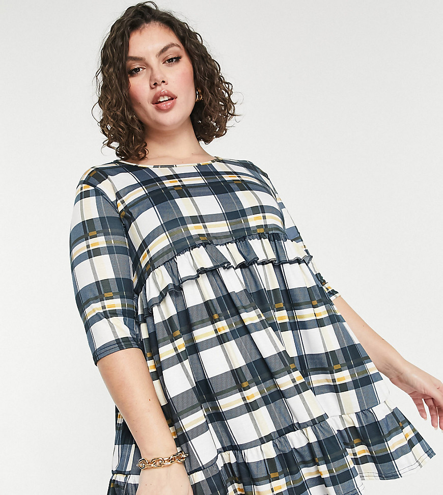 Yours Exclusive Mini Smock Dress In Blue Plaid-blues | ModeSens
