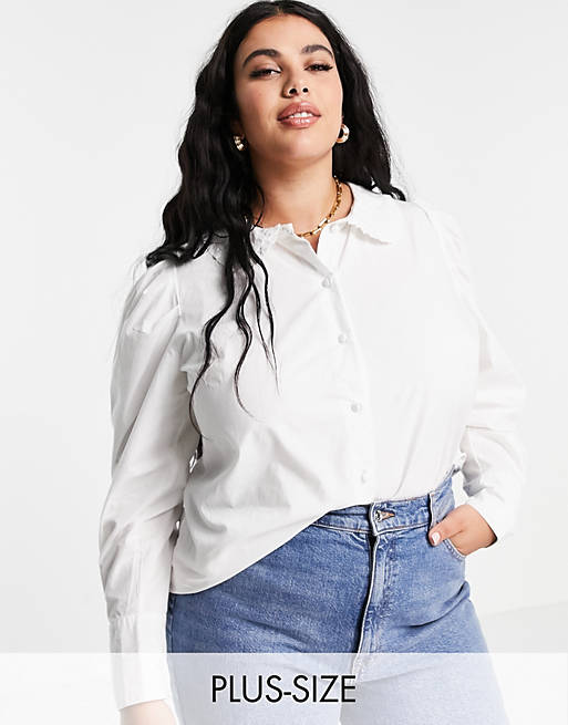 Yours Exclusive oversized collar shirt in white