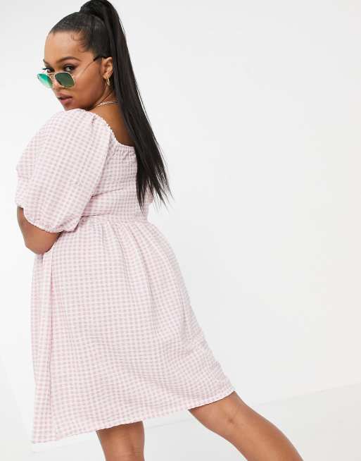 Asos pink gingham dress best sale