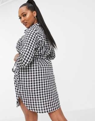Black and white check shirt dress store