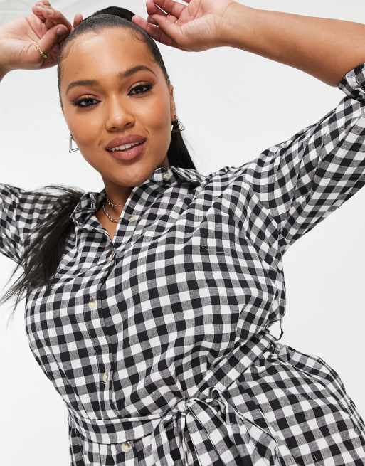 Plus size black store and white checkered dress