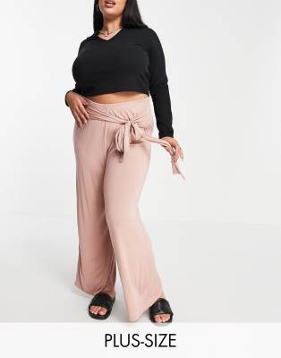 pink wide leg pants plus size