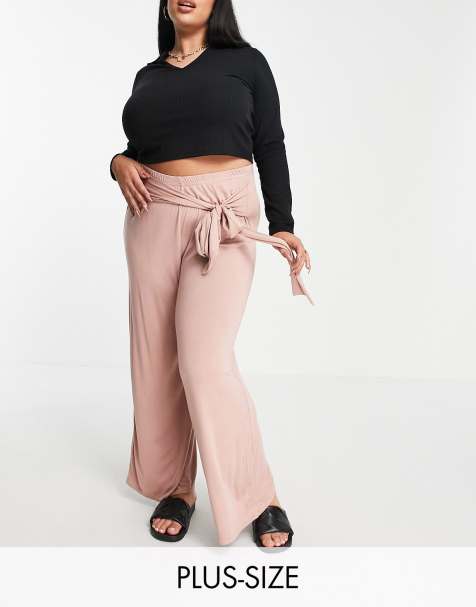 Bright and Breezy Black Tie-Front Culotte Side Slit Pants