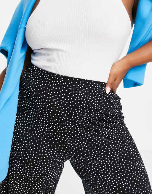 Black OTS Crop Top - Polka Dot Pants - Wide Leg Pants - Louis