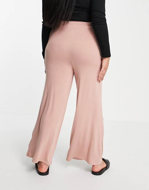 Yours - Exclusives - Broek met wijde pijpen en gestrikte taille in roze, 2 van 4