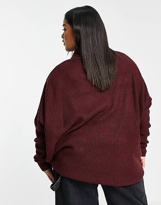  Yours fashion oversized jumper in burgundy 
