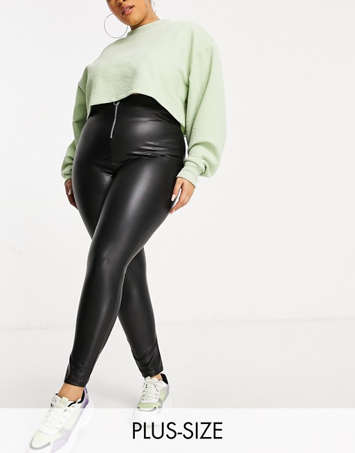 Yours faux leather leggings in black