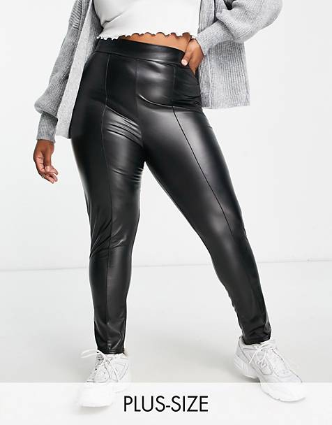 Leather look leggings in ASOS Damen Kleidung Hosen & Jeans Lange Hosen Leggings & Treggings 