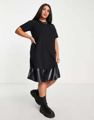 Yours faux leather shift dress in black - ASOS Price Checker