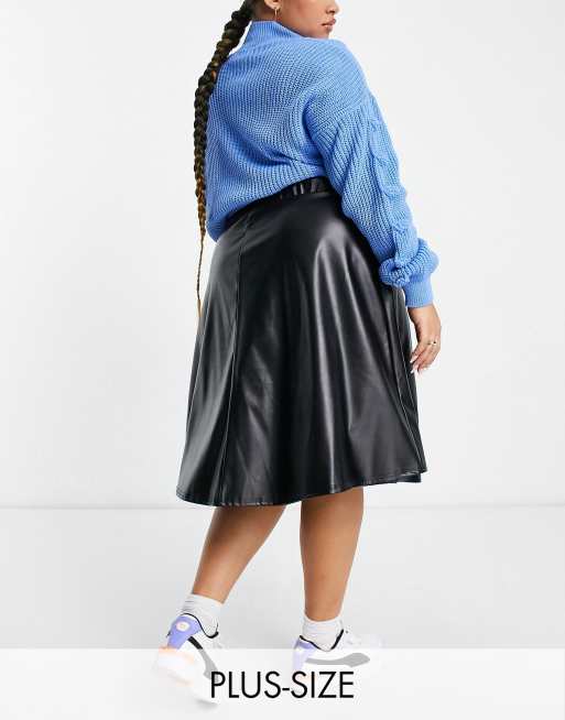 Faux leather skater hot sale skirt plus size