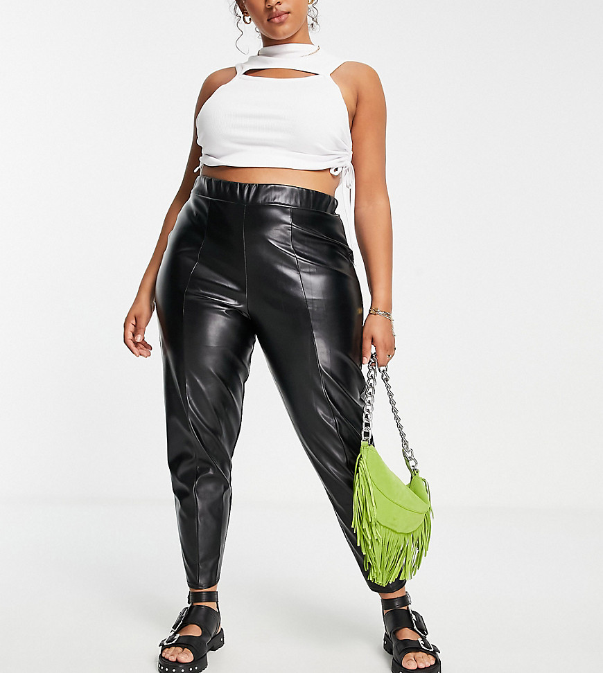 Yours faux leather trousers in black