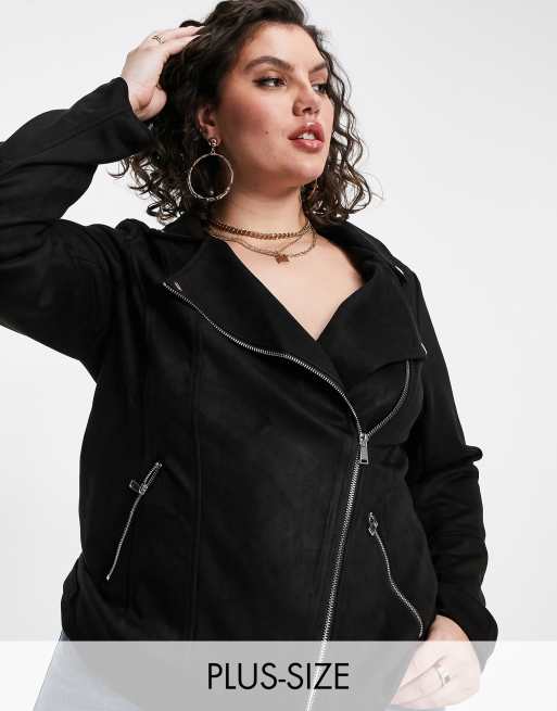 Plus size faux hot sale suede jacket