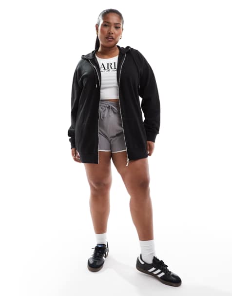 Yours - Felpa con cappuccio nera con zip e maniche raglan - view 1