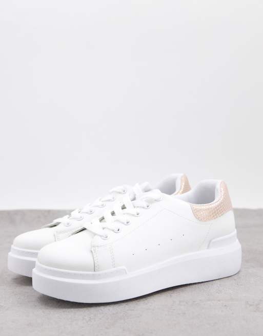 white & rose gold trainers