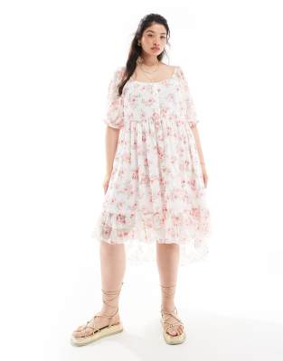 floaty dress in soft floral-Multi