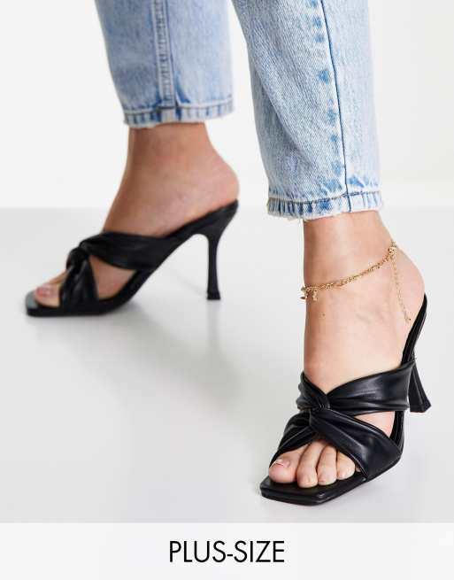 Yours - Gekruiste muiltjes met stilettohak en brede pasvorm in zwart