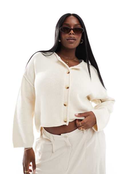 Yours – Gerippte Strickjacke in neutralem Farbton - view 1